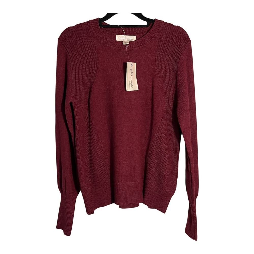 Philosophy Republic Clothing Women Burgundy Knit Crew Neck Sweater Small - Picture 2 of 6